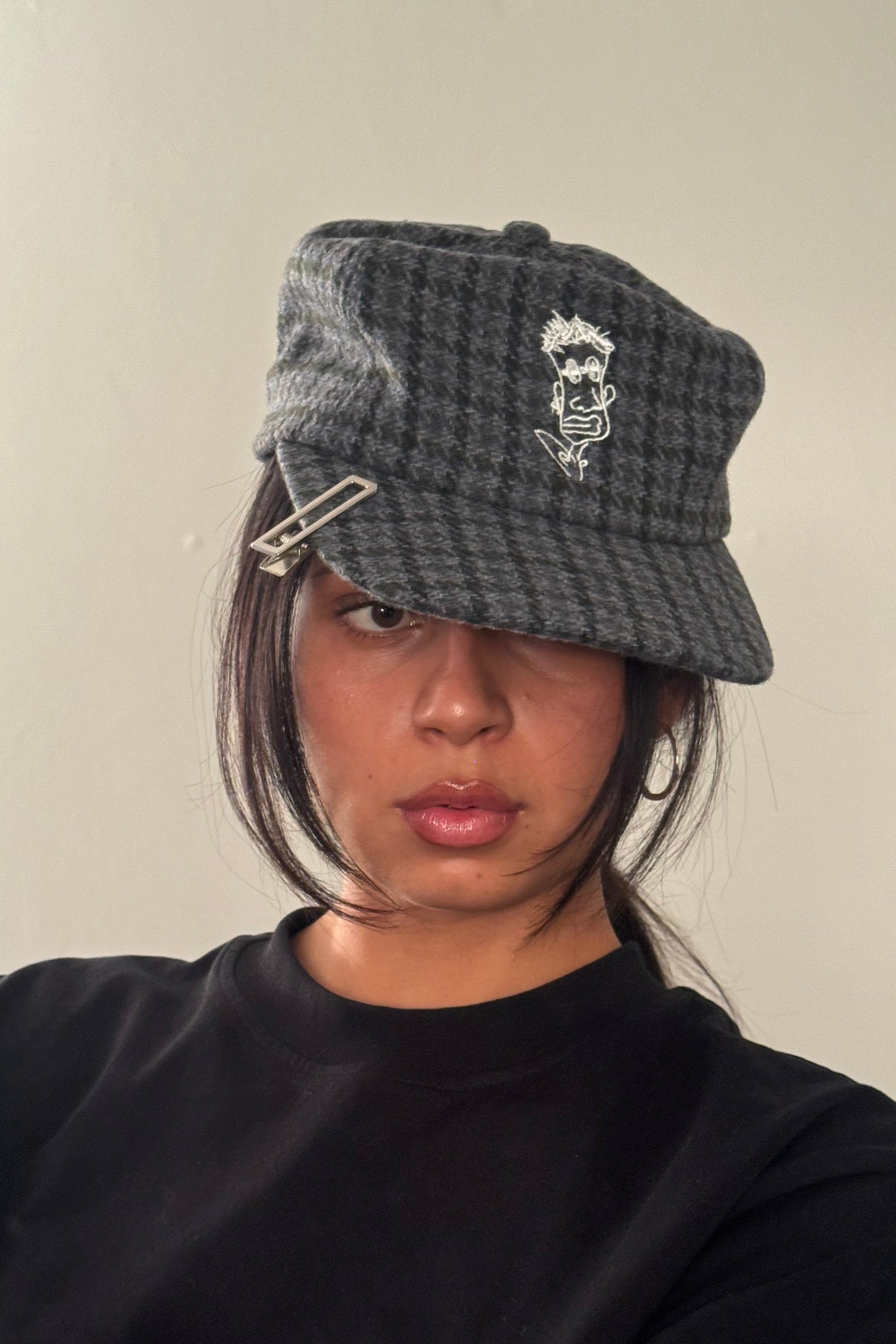 Checkered Cap Black